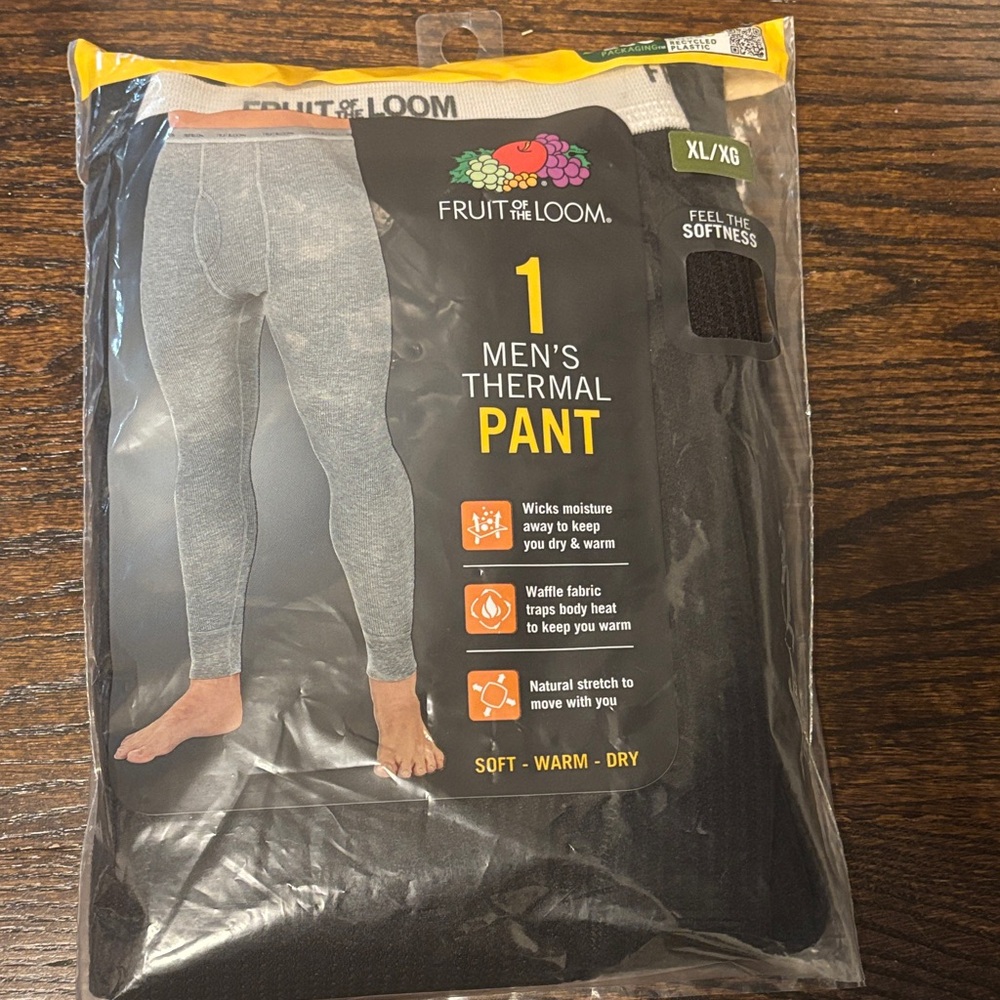 Fruit of the Loom Men's Thermal Pant - Black